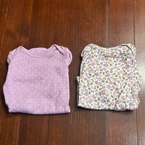 Carter's Lavender Polka Dot And Flower Print Onesies Set of 2 - 6M